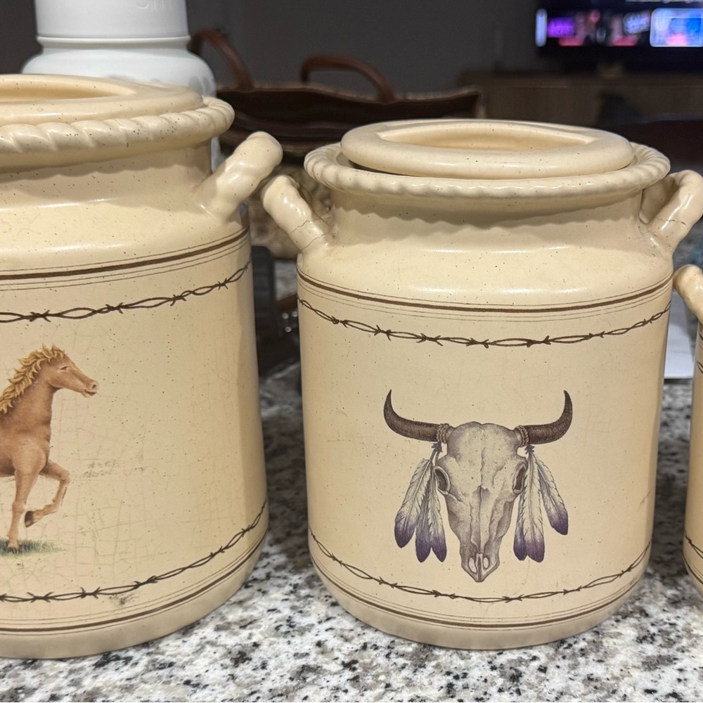 Western Themed Ceramic Canisters